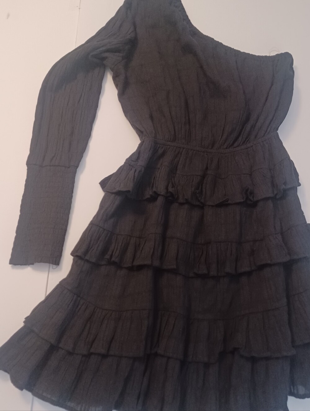 Hello Molly Black One-Shoulder Ruffle Mini Dress - Picture 5 of 6